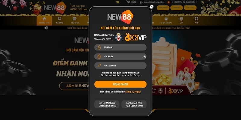 Những thắc mắc liên quan đến công đoạn đăng nhập New88